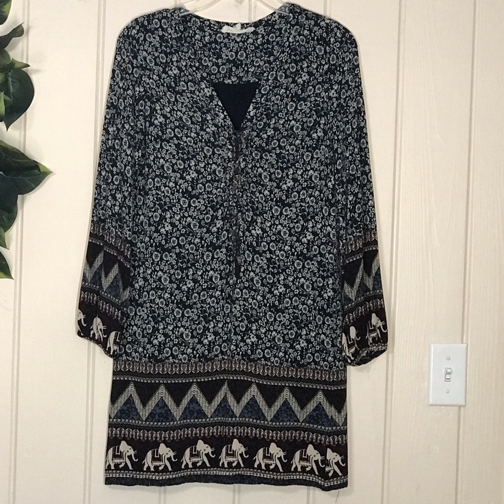Ladies Altar’d State LS Multicolor Design Dress Elephants Flower Floral 
XS 0 2… - Picture 3 of 14